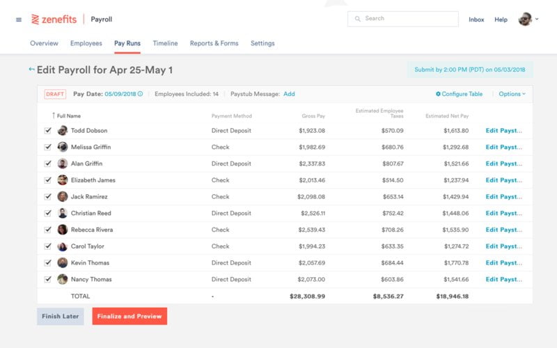 Zenefits Payroll Software