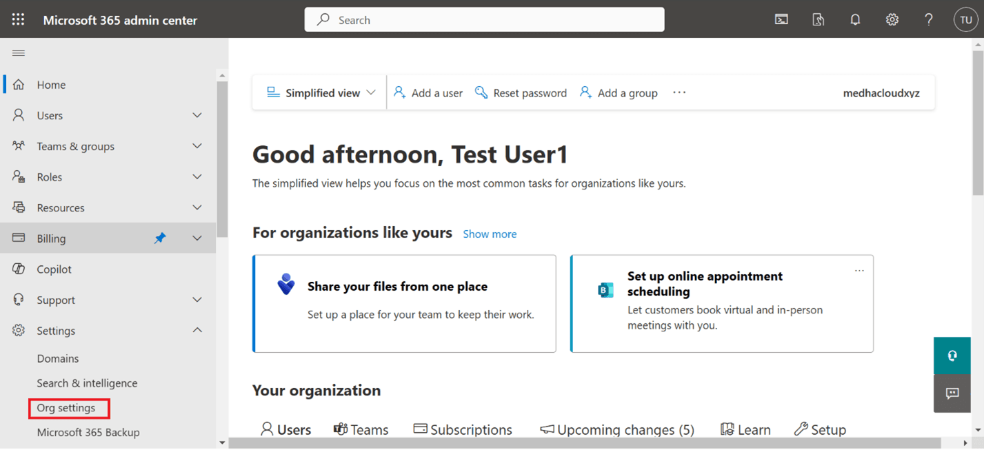 Step 3 - Step 3: Navigate to Settings > Org Settings - a step by step guide to enabling external members in micros...