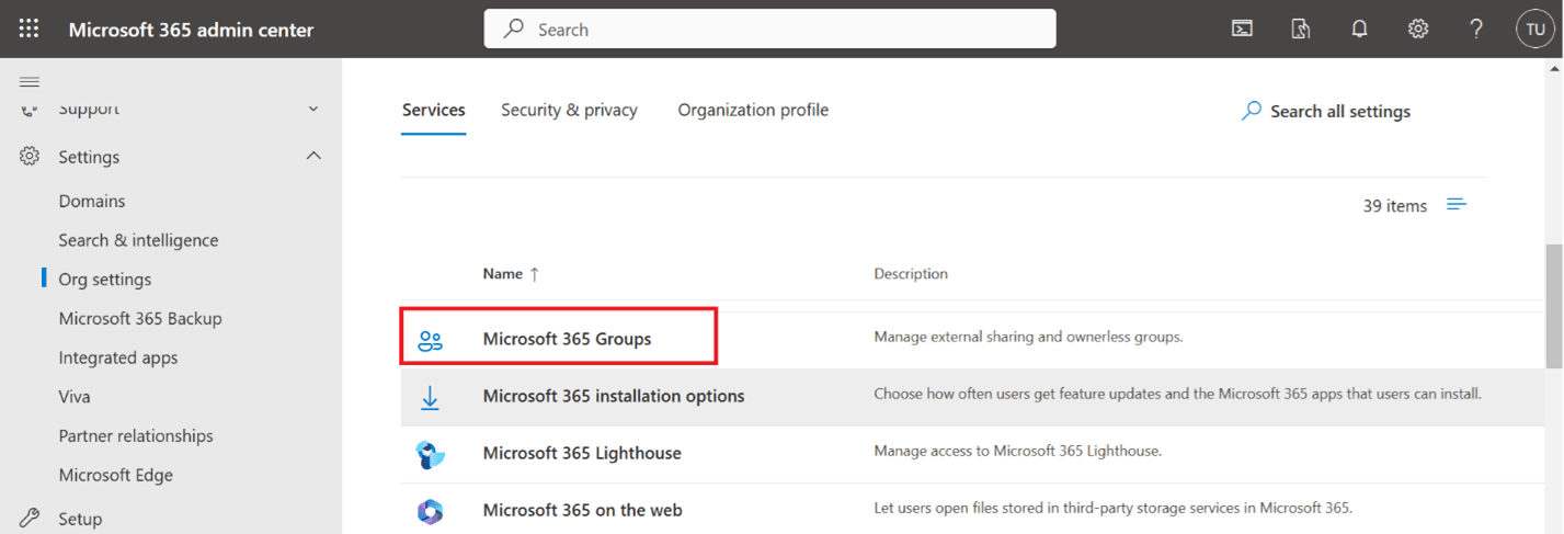 Step 4 - Step 4: Select Microsoft 365 Groups - a step by step guide to enabling external members in microsoft 365 gro...