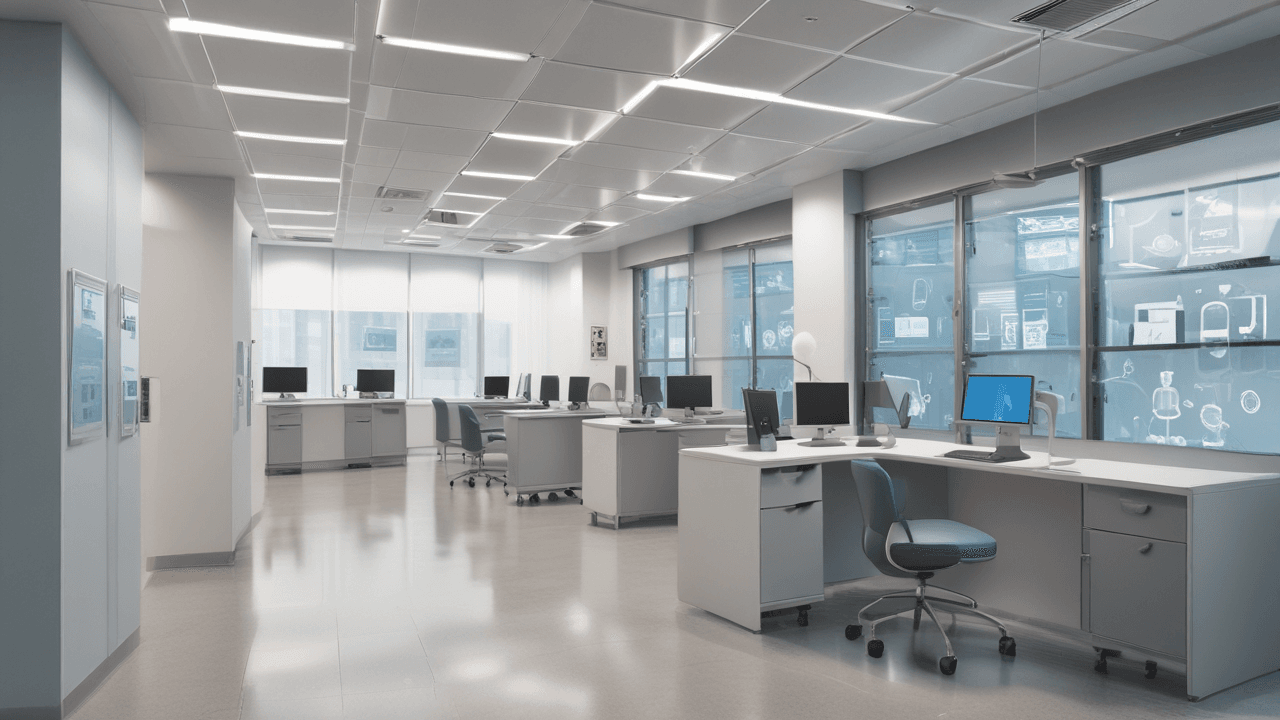 Modern healthcare office with IT services.