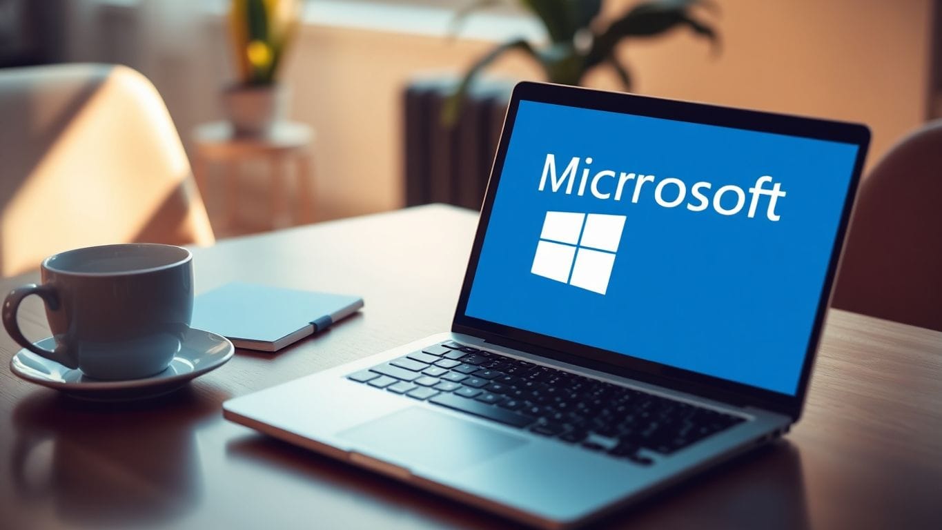 A bright workspace with a laptop and coffee.