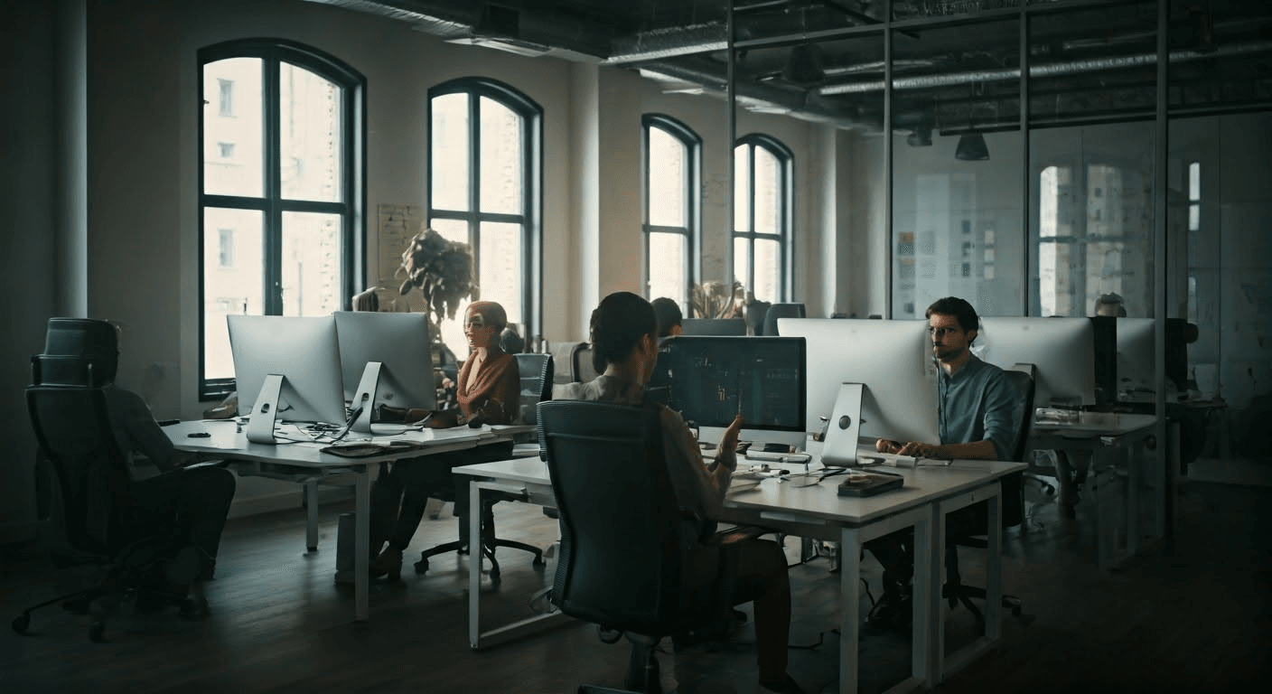 IT professionals collaborating in office