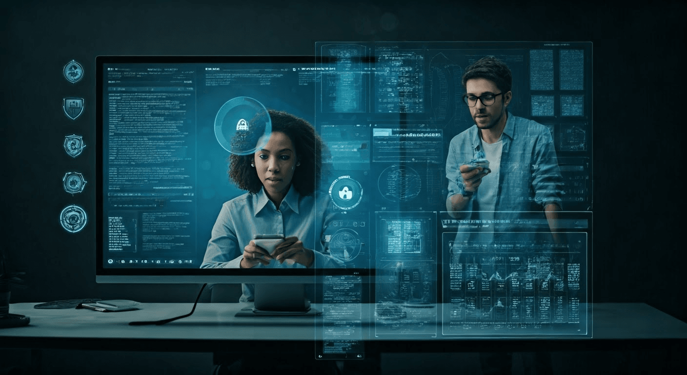 Team working on communication and data security