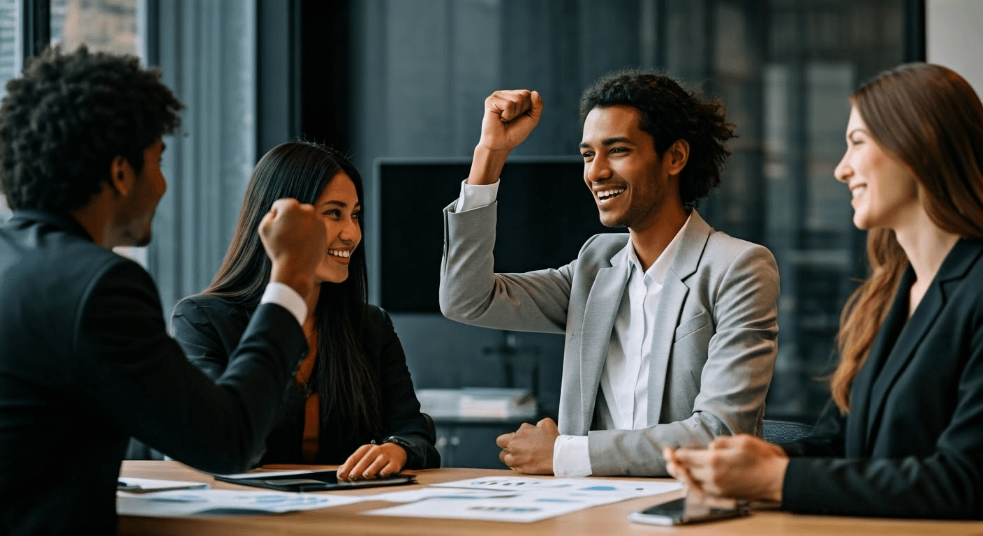 Professionals celebrating success with MSPs.