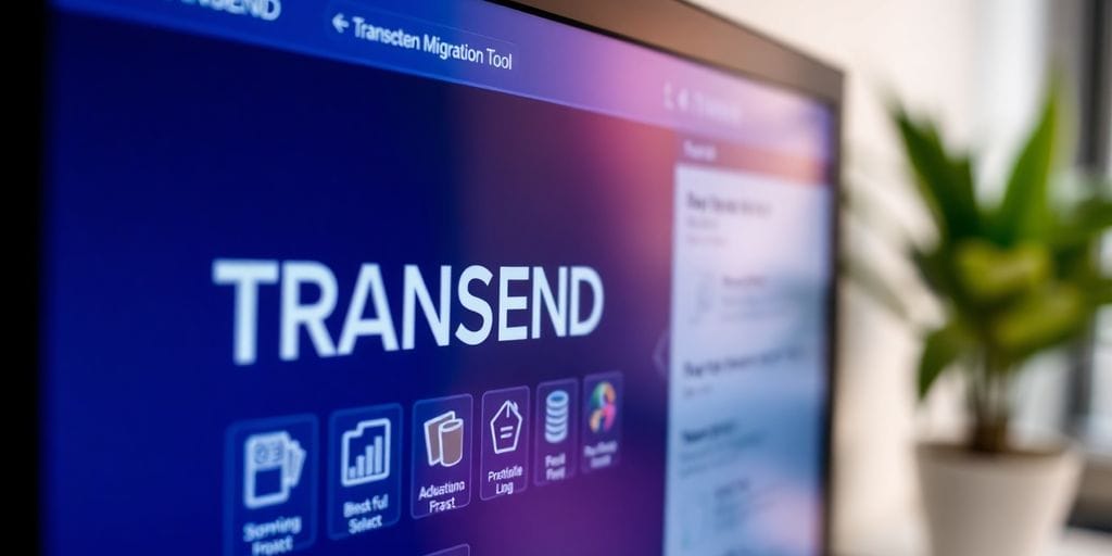 Computer screen showing TRANSEND migration tool interface.