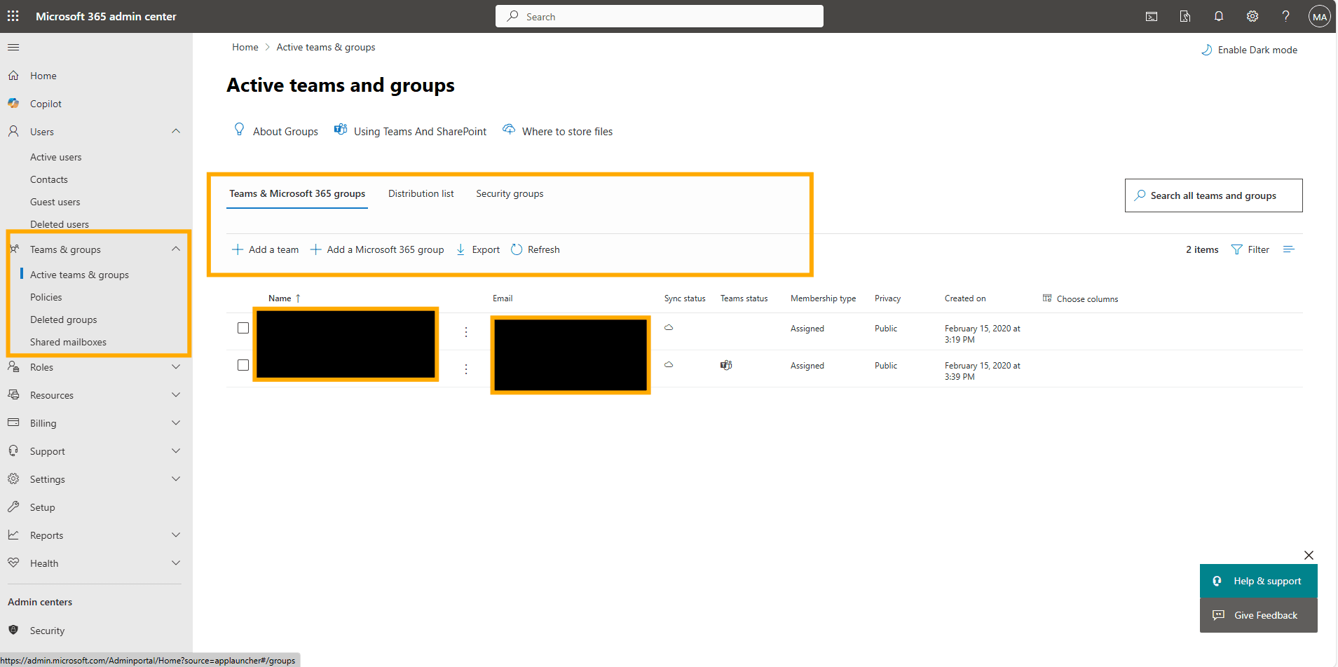 Office 365 Administrator managing groups in Microsoft 365 portal