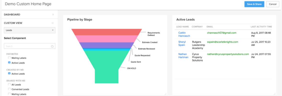 Zoho CRM Sales Processing Software