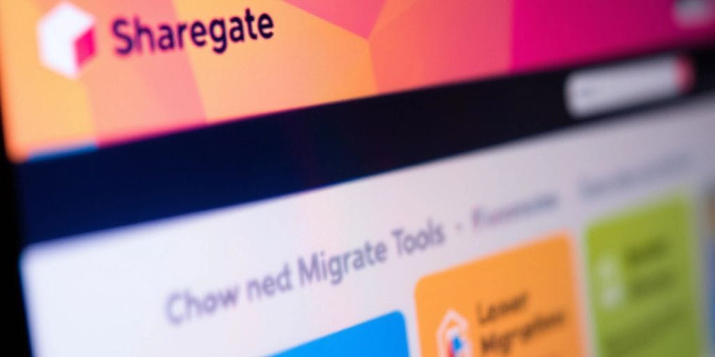 Computer screen with Sharegate Migrate interface.
