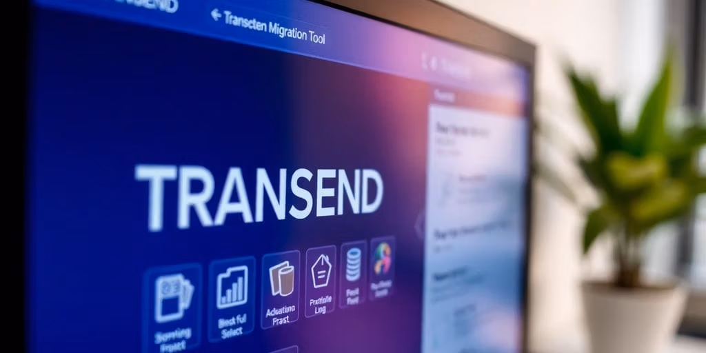 Computer screen showing TRANSEND migration tool interface.