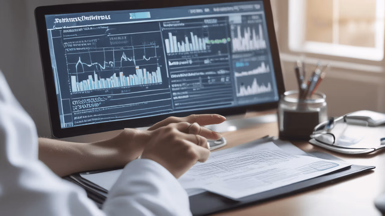 Healthcare worker conducting risk analysis.