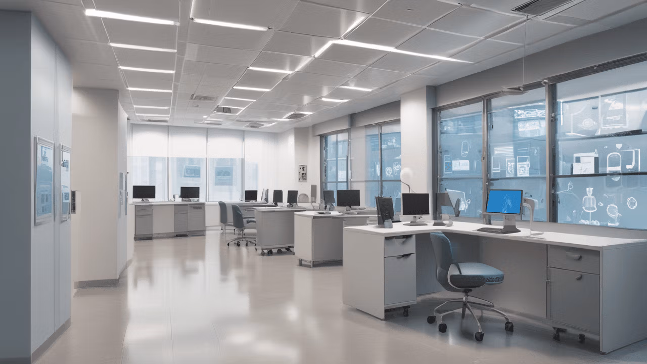 Modern healthcare office with IT services.