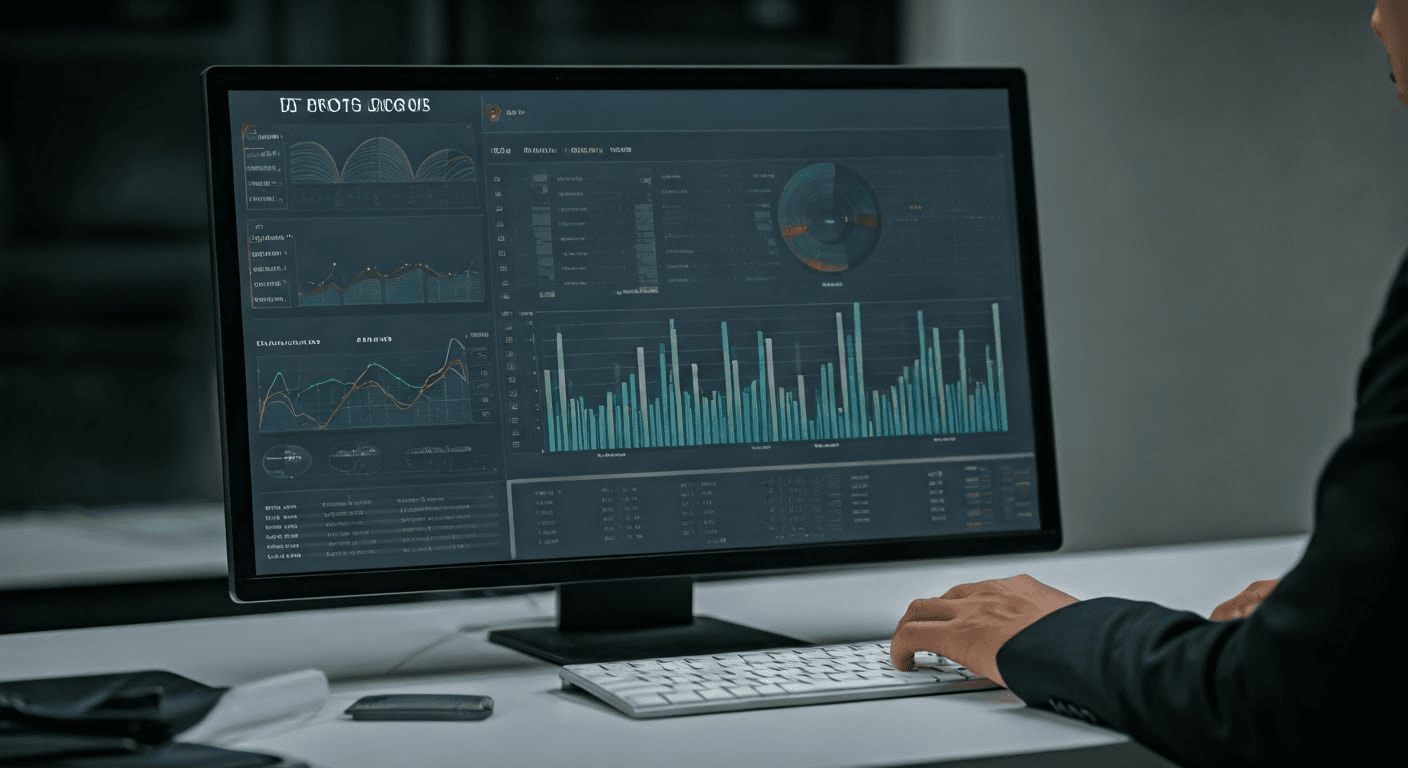 Technician analyzing IT support metrics