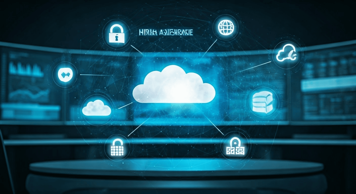 Modern digital workspace with cloud logos