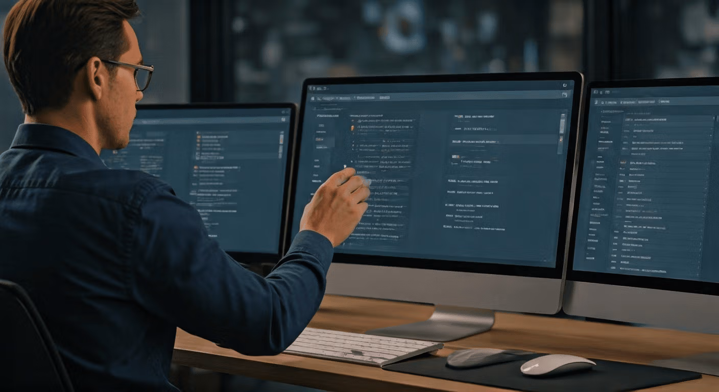 Technician setting up help desk software