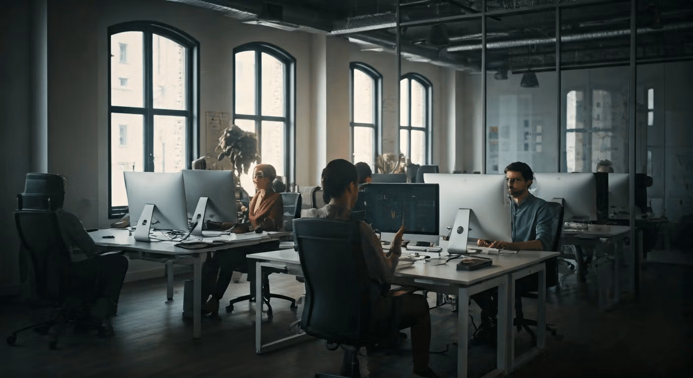 IT professionals collaborating in office