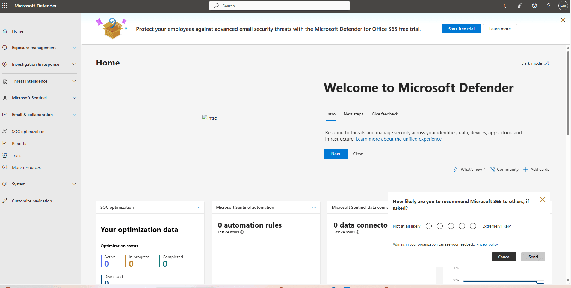 Office 365 Administrator  verifying security checking in  Microsoft 365 portal 